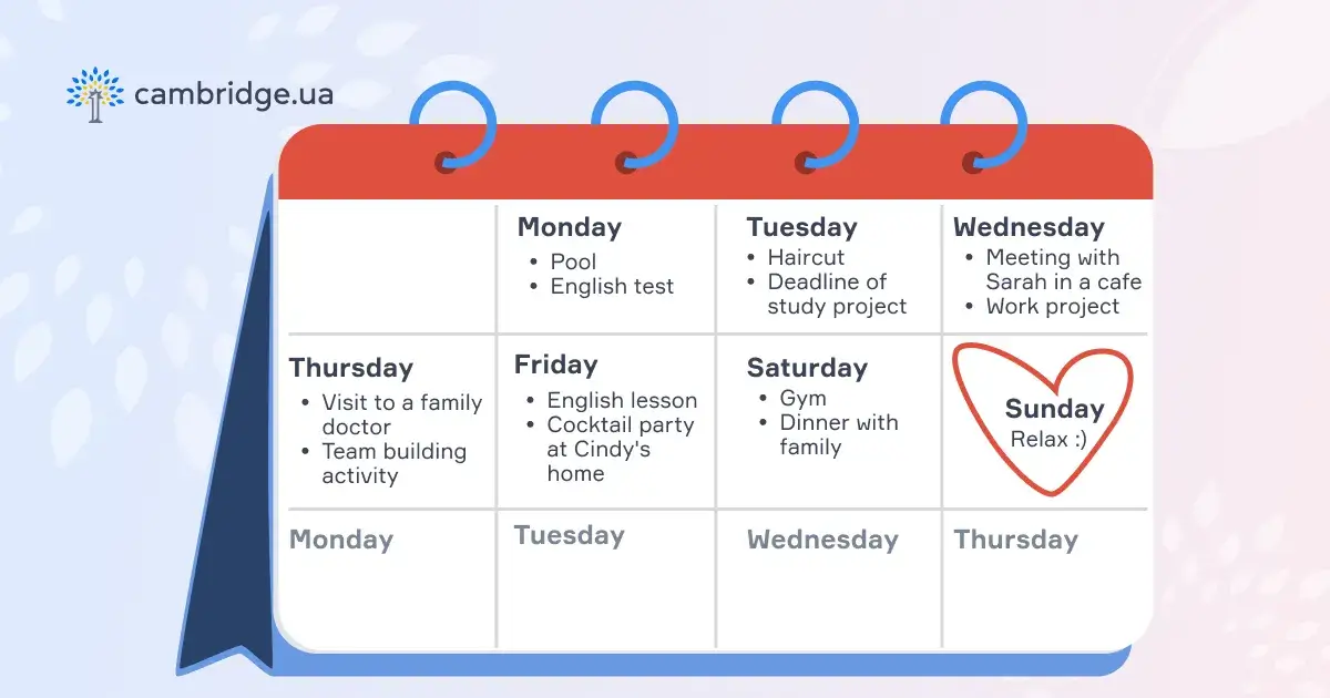 Дні тижня англійською мовою: граматика - cambridge ua