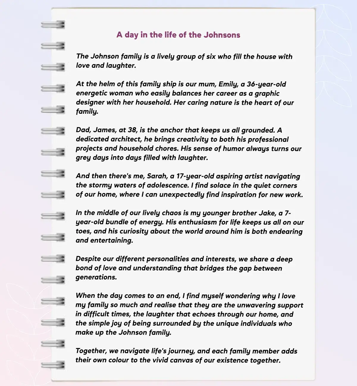 Пример текста про семью на английском