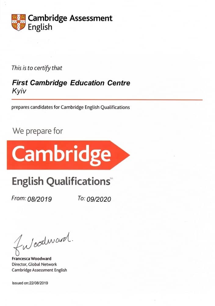 First Cambridge Education Centre official preparation 2019