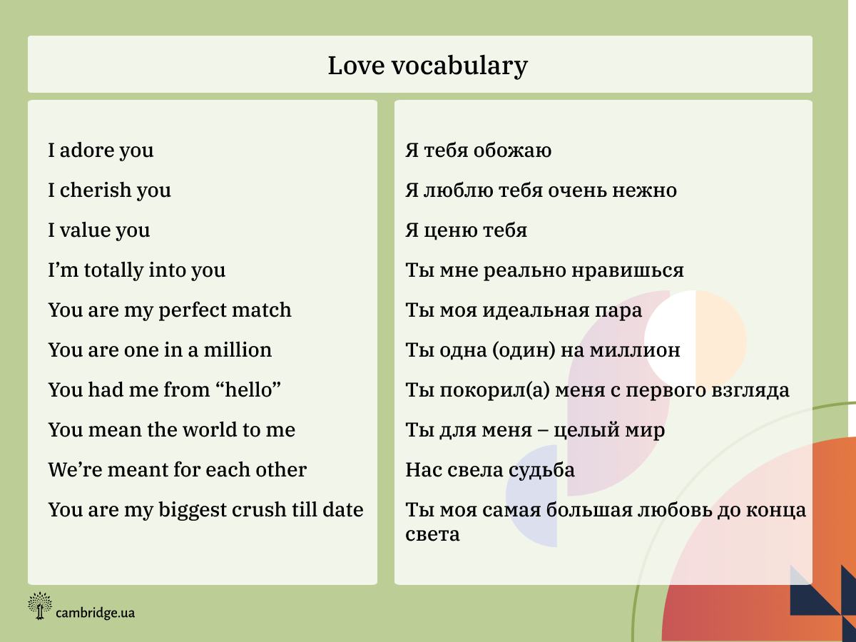 love vocabulary ru